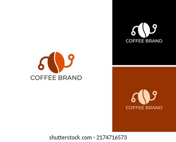 ILLUSTRATION CIRCLE COFFEE BEAN LOGO DESIGN VECTOR GOOD FOR COFFEE SHOP, BRAND COFFEE