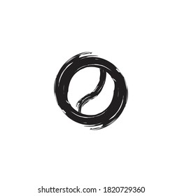 Illustration circle with a form bean coffee in tegahnya that of the brush, can be used to design the logo and icon.
