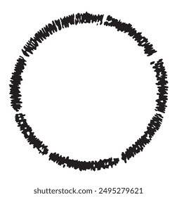 Illustration of a circle frame. Art in irregular and worn lines.