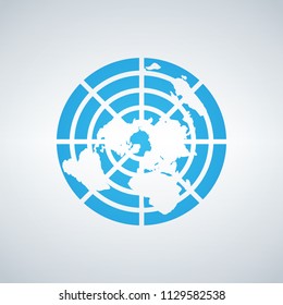 Illustration of a circle frame planet sphere top view, isolated on a white background. Vector illustration.