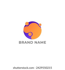 ILLUSTRATION KREISVERLAUF BLAU ORANGE FARBE MIT DOT TECH LOGO SYMBOL VORLAGE EINFACHES DESIGN ELEMENT VEKTOR