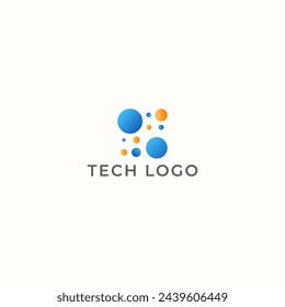 ILLUSTRATION CIRCLE GRADIENT BLUE ORANGE COLOR WITH DOT TECH LOGO ICON TEMPLATE SIMPLE DESIGN ELEMENT VECTOR
