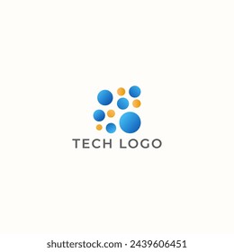 ILLUSTRATION CIRCLE GRADIENT BLUE ORANGE COLOR WITH DOT TECH LOGO ICON TEMPLATE SIMPLE DESIGN ELEMENT VECTOR