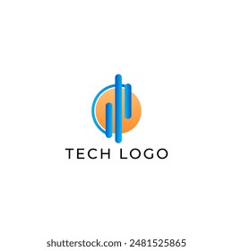 ILLUSTRATION CIRCLE GRADIENT BLUE ORANGE COLOR TECH LOGO ICON TEMPLATE SIMPLE DESIGN ELEMENT VECTOR
