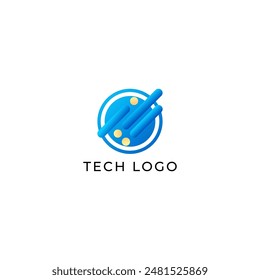 ILLUSTRATION CIRCLE GRADIENT BLUE ORANGE COLOR TECH LOGO ICON TEMPLATE SIMPLE DESIGN ELEMENT VECTOR