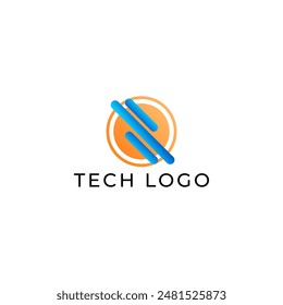 ILLUSTRATION KREISFARBVERLAUF BLAU ORANGE FARBE TECH LOGO SYMBOL VORLAGE EINFACHES DESIGNELEMENT VEKTORGRAFIK