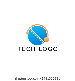 ILUSTRACIÓN CÍRCULO DEGRADADO AZUL NARANJA COLOR TECNOLOGÍA LOGOTIPO PLANTILLA DISEÑO SIMPLE ELEMENTO VECTOR