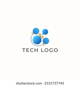 ILUSTRAÇÃO CÍRCULO GRADIENTE AZUL LARANJA COR COM PONTO TECNOLOGIA LOGOTIPO ÍCONE MODELO ELEMENTO DE DESIGN SIMPLES VETOR