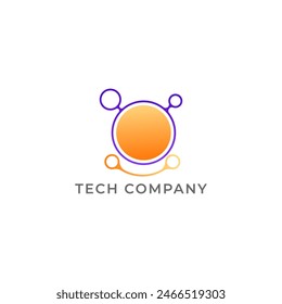 ILLUSTRATION CIRCLE GRADIENT PURPLE ORANGE COLOR  TECH LOGO ICON TEMPLATE SIMPLE DESIGN ELEMENT VECTOR