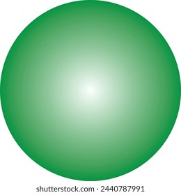 Ilustración de un círculo en verde. Mediante la aplicación de un degradado y el uso de color blanco en el centro del círculo, la apariencia de una figura tridimensional - una esfera se obtuvo.