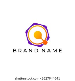 ILLUSTRATION CIRCLE HEXAGON SIMPLE GRADIENT PURPLE ORANGE COLOR TECH LOGO ICON MODERN SIMPLE TEMPLATE ELEMENT DESIGN VECTOR