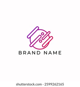 ILLUSTRATION CIRCLE ORANGE PURPLE GRADIENT COLOR. TECH LOGO ICON TEMPLATE SIMPLE DESIGN ELEMENT VECTOR