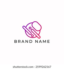 ILLUSTRATION CIRCLE ORANGE PURPLE GRADIENT COLOR. TECH LOGO ICON TEMPLATE SIMPLE DESIGN ELEMENT VECTOR