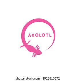 círculo rosa axolotl mexicano nativa diseño del logo de animales salvajes vectorial 