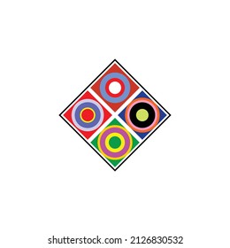 Ilustración de un círculo en un cuadrado. Círculos con varios colores