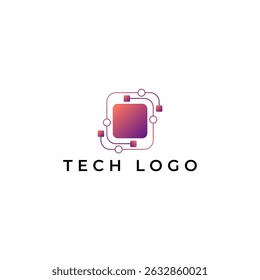 ILLUSTRATION CIRCLE SQUARE SIMPLE GRADIENT PURPLE ORANGE COLOR TECH LOGO ICON MODERN SIMPLE TEMPLATE ELEMENT DESIGN VECTOR