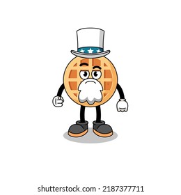 Illustration of circle waffle cartoon with i want you gesture , character design