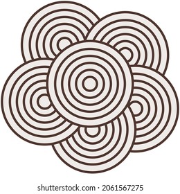 Illustration circles pattern on brown background.