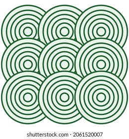 Illustration circles pattern on green background.