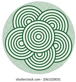 Illustration circles pattern on green background.
