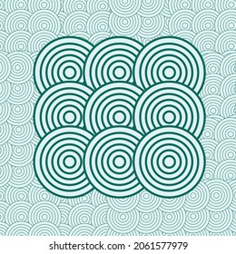 Illustration circles pattern on ocean background.