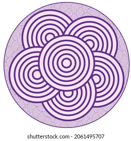 Illustration circles pattern on purple background.