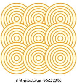 Illustration circles pattern on yellow background.