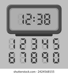 Illustration of a circlet alarm clock with old dial. Illustration of an alarm clock with all the numbers.