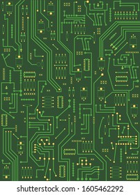 Illustration of circuit board, with green background vector