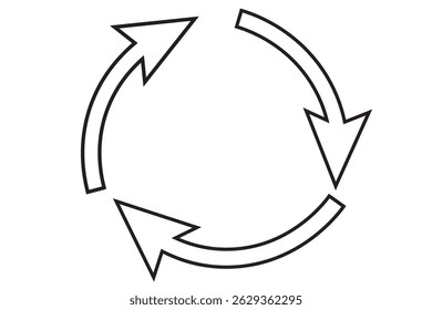 ilustración de una flecha circular o reciclar. trazo, relleno, óptico 3d EPS 10