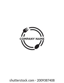 illustration of a circular fork and saucer making a logo suitable for kitchen or food products