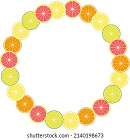Illustration of a circular frame of sliced ​​citrus