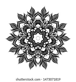 Illustration a Circular Pattern with Flowers from Lace on White Background