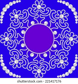 illustration a circular pattern with flowers made Ã?Â¢??Ã?Â¢??of pearls and place for text 
