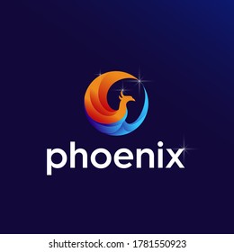 illustration of a circular phoenix design logo in a modern style