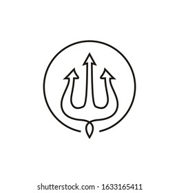Illustration circular trident Poseidon spear sea king outline logo vector design