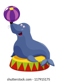 illustration of Circus seal playing a ball