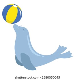 Illustration of Circus seal playing a ball