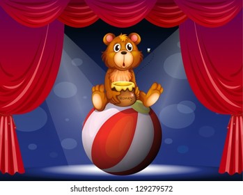 Illustration of a circus show with a bear