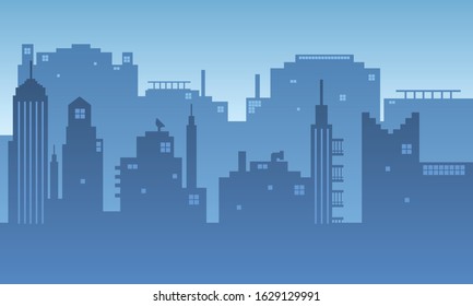 Illustration of cities with morning nuances view