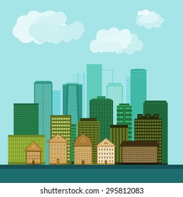 Illustration of city buildings. Vector design.
