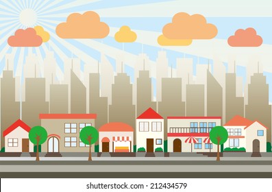 It is an illustration of the city and clouds.