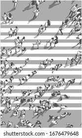 Illustration of city crowd crossing zebra