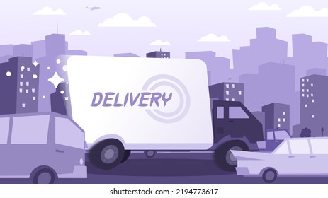 Illustration of the city and delivery in the city