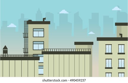 Illustration of city flat landscape collection stock
