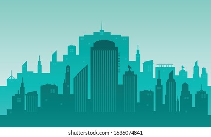 Illustration of a city in a foggy morning