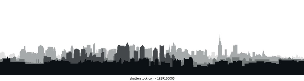 illustration. City landscape. Blue silhouette of the city. City landscape in a flat style.