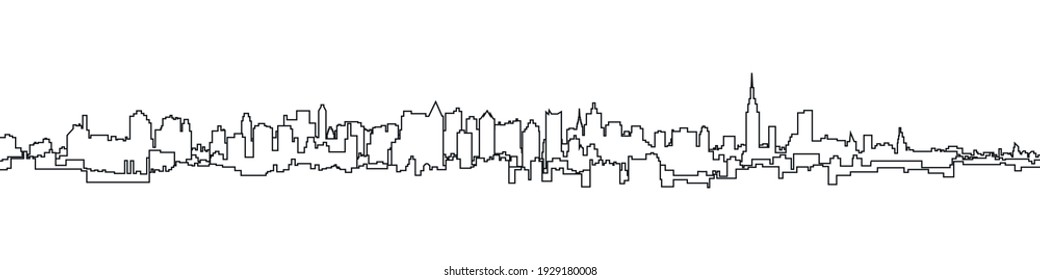 illustration. City landscape. Blue silhouette of the city. City landscape in a flat style.