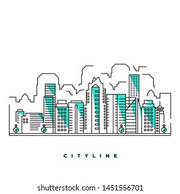 Illustration of city line - City landscape template