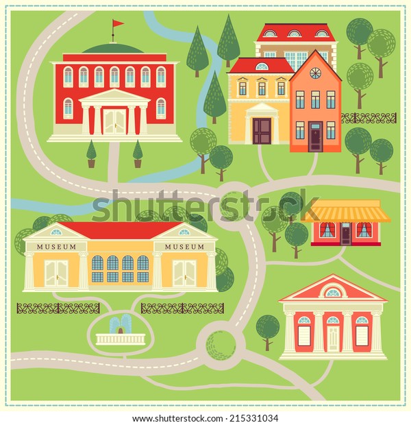 Illustration City Map Cartoon Stock Vector (Royalty Free) 215331034